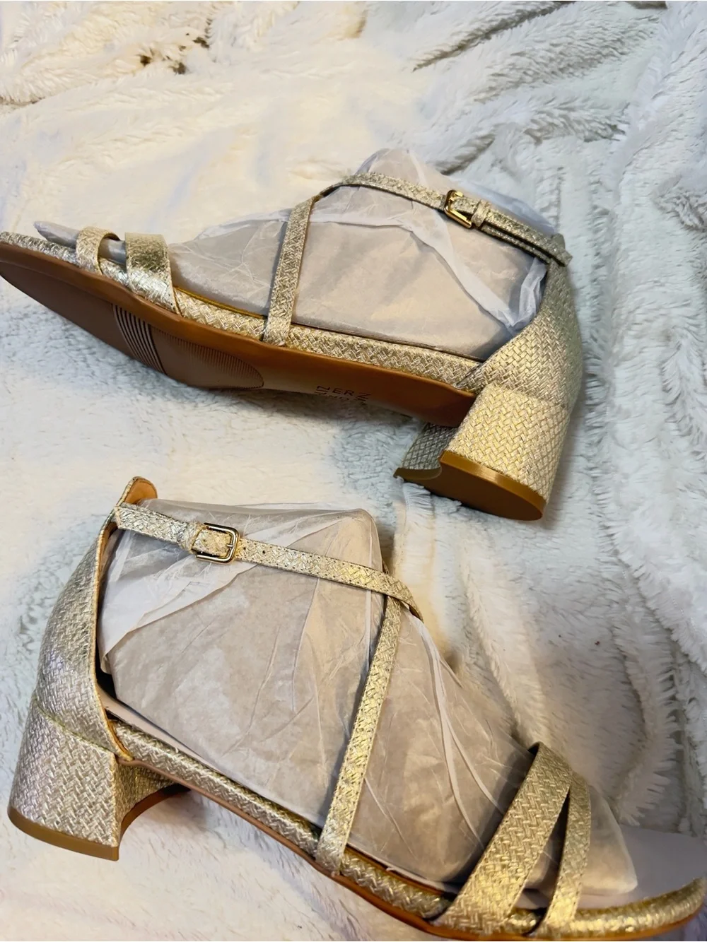 Naturalizer June Strappy Low Block Heel Dress Sandal Cremosa Taupe Leather 10 W